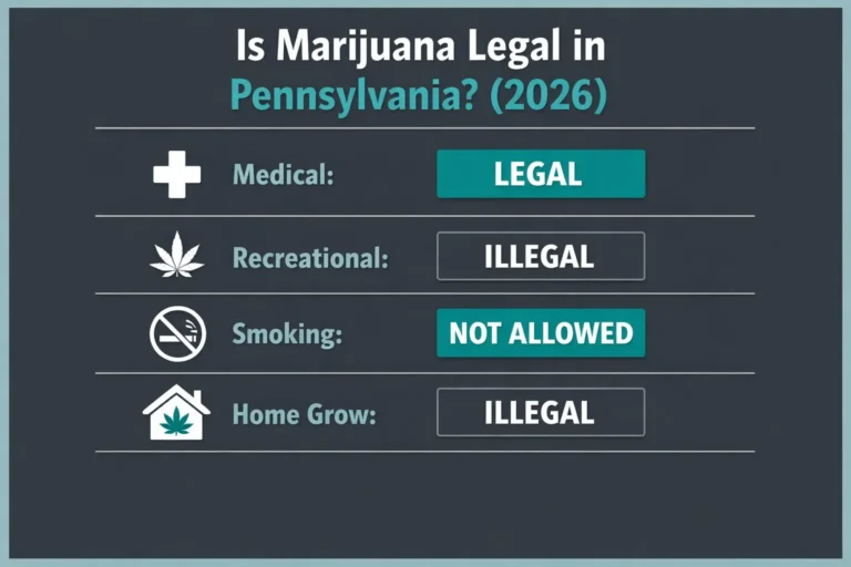 is marijuana legal Pennsylvania 2026 medical vs recreational law infographic