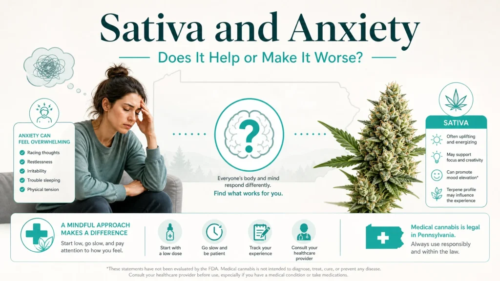 sativa and anxiety does it help or make anxiety worse infographic