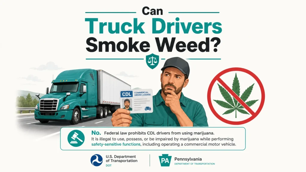 can truck drivers smoke weed cdl marijuana laws infographic