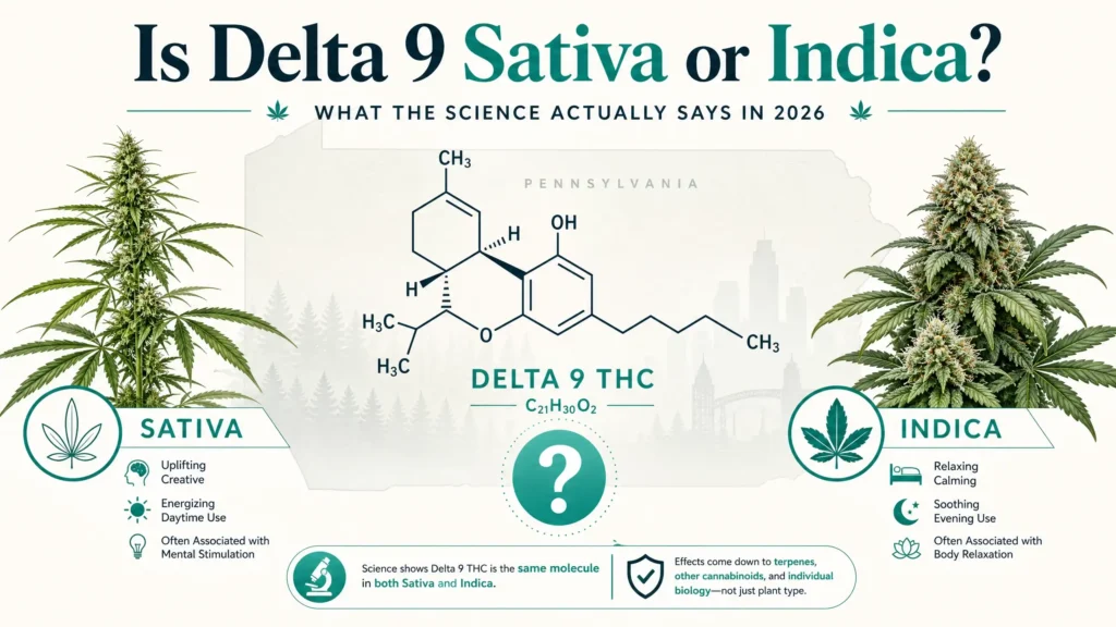 is delta 9 sativa or indica infographic