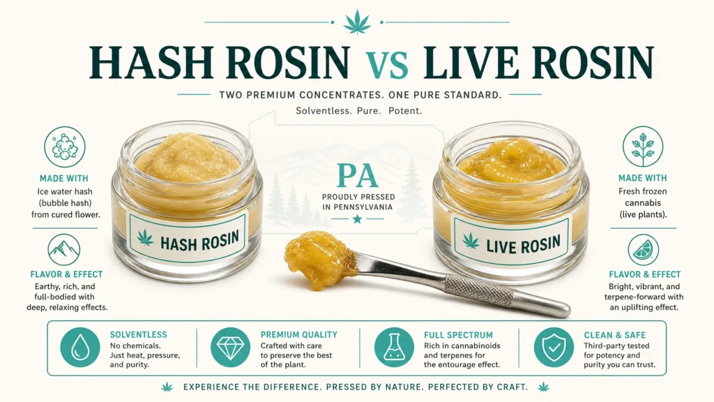 hash rosin vs live rosin comparison infographic