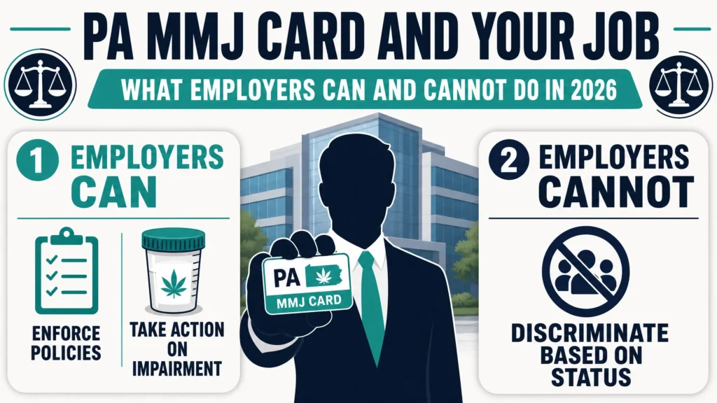 PA medical marijuana card and employment rights infographic