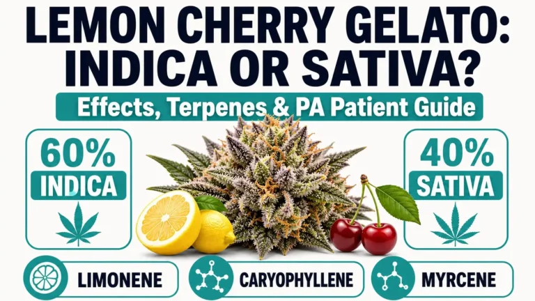 Lemon Cherry Gelato strain indica or sativa infographic